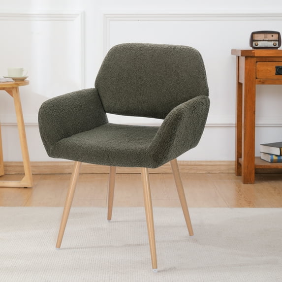 Tookss Side Chair, Dining Chair With Arms, Velvet Cushion Seats, Metal Tube Legs Upholstered Side Dining Arm Chair For Living Room, Kitchen, Dining Room