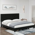 thumbnail image 1 of Tookss Upholstered Platform Bed with Diamond Button Tufted & Nailhead Trim Headboard,King Size Bed Frame,Faux Leather,Wood Slats Support,Easy Assembly,No Box Spring Needed,Black, 1 of 9