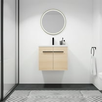 Tookss Wall Mounted Floating Bathroom Vanity with resin Countertop Sink,2 Doors,Cabinet Organizer Bathroom Cabinet Set for Apartment Dorm