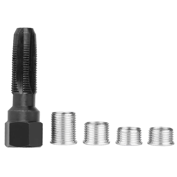 Tool 14mm Plug Rethread Tap Tool with Inserts, Carbon Steel Sparking Plugs Repair Kit, Easy to Use, Hardened
