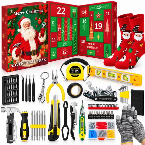 Tool Advent Calendar 2026 for Adult, DIY Surprise Advent Calendar Kit, 24 Days of Household Repair Tool Kit Christmas Countdown Gifts for Home,Garage,Workshop,Fathers Day,Birthday Gift for Men