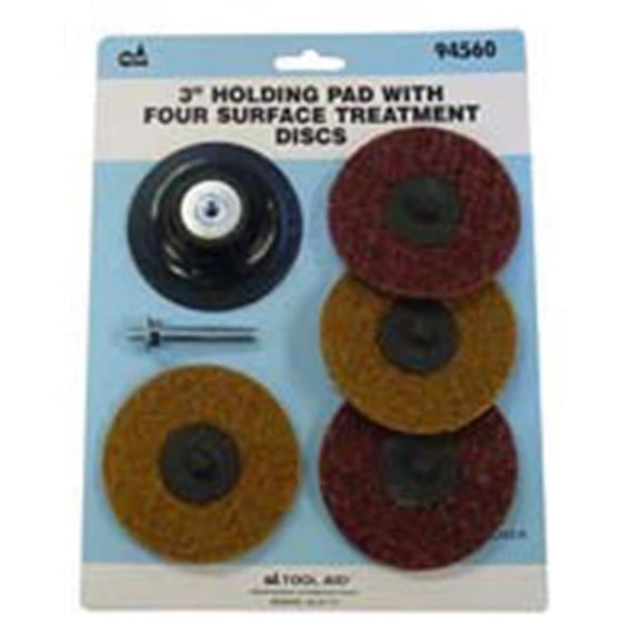 Tool Aid 3in. Holding Pad With Four Surface Treatment Discs