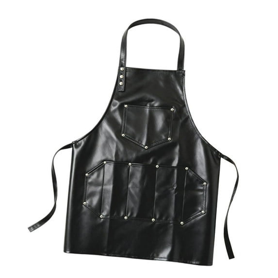Tool Apron PU Leather Six Front Pocket Water Resistant Lightweight Unisex for Cafe Shop Waiter Artist