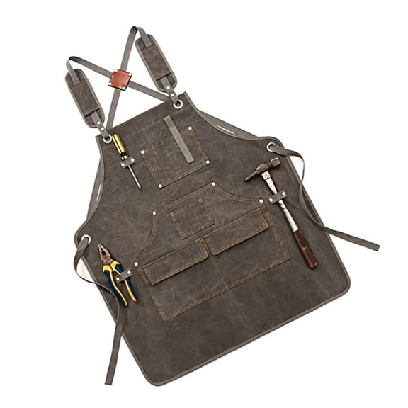 Tool Apron for Men Women with Adjustable Crosses Back and Multiple Tool Pockets for Mechanic Woodworker Carpenter