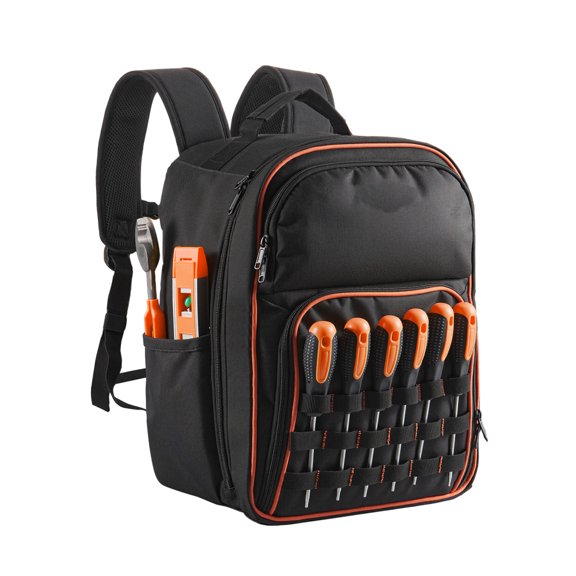 Tool Backpack, 49 Pockets, Heavy-duty Tools Storage Organizer Work Bags Backpack with Laptop Compartment & Reinforced Fabric Base, Electrician Jobsite Backpack for Electrician, Repairman