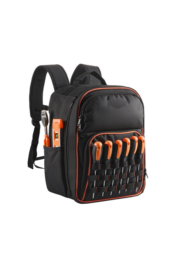 Tool Backpack, 49 Pockets, Heavy-duty Tools Storage Organizer Work Bags Backpack with Laptop Compartment & Reinforced Fabric Base, Electrician Jobsite Backpack for Electrician, Repairman