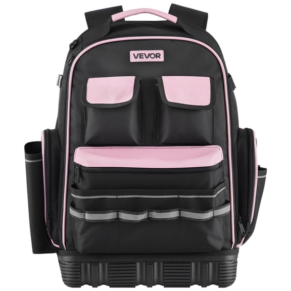 Tool Backpack with 56 Pockets, Heavy-Duty Jobsite Backpack for Electricians, Plumbers, and Mechanics, Tear-Resistant Oxford Fabric, PVC Base, Laptop Compartment, Reflective Strips, Fun Pins Included