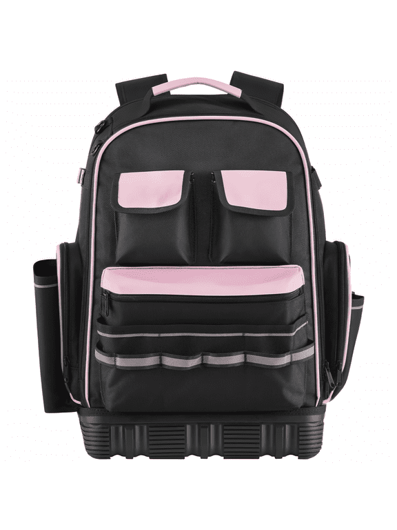 Tool Backpack 56 Pockets - Heavy Duty Tool Organizer with Laptop Compartment & Molded Base - Electrician Jobsite Backpack for Repairmen, HVAC Techs