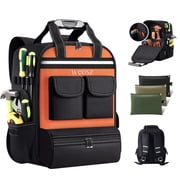 Tool Backpack for Men 18 Inch Heavy Duty Waterproof Multiple Pockets Tool Bag Organizer with Shoulder for Electrician Mechanics HVAC Engineer