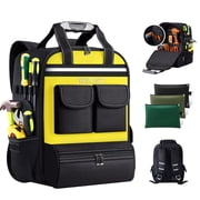 Tool Backpack for Men 18 Inch Heavy Duty Waterproof Multiple Pockets Tool Bag Organizer with Shoulder for Electrician Mechanics HVAC Engineer