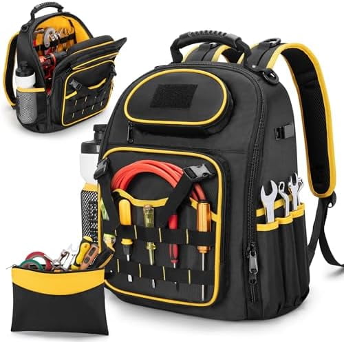 Tool Backpack with a Tool Pouch, Heavy Duty Tool Bag with Multiple ...