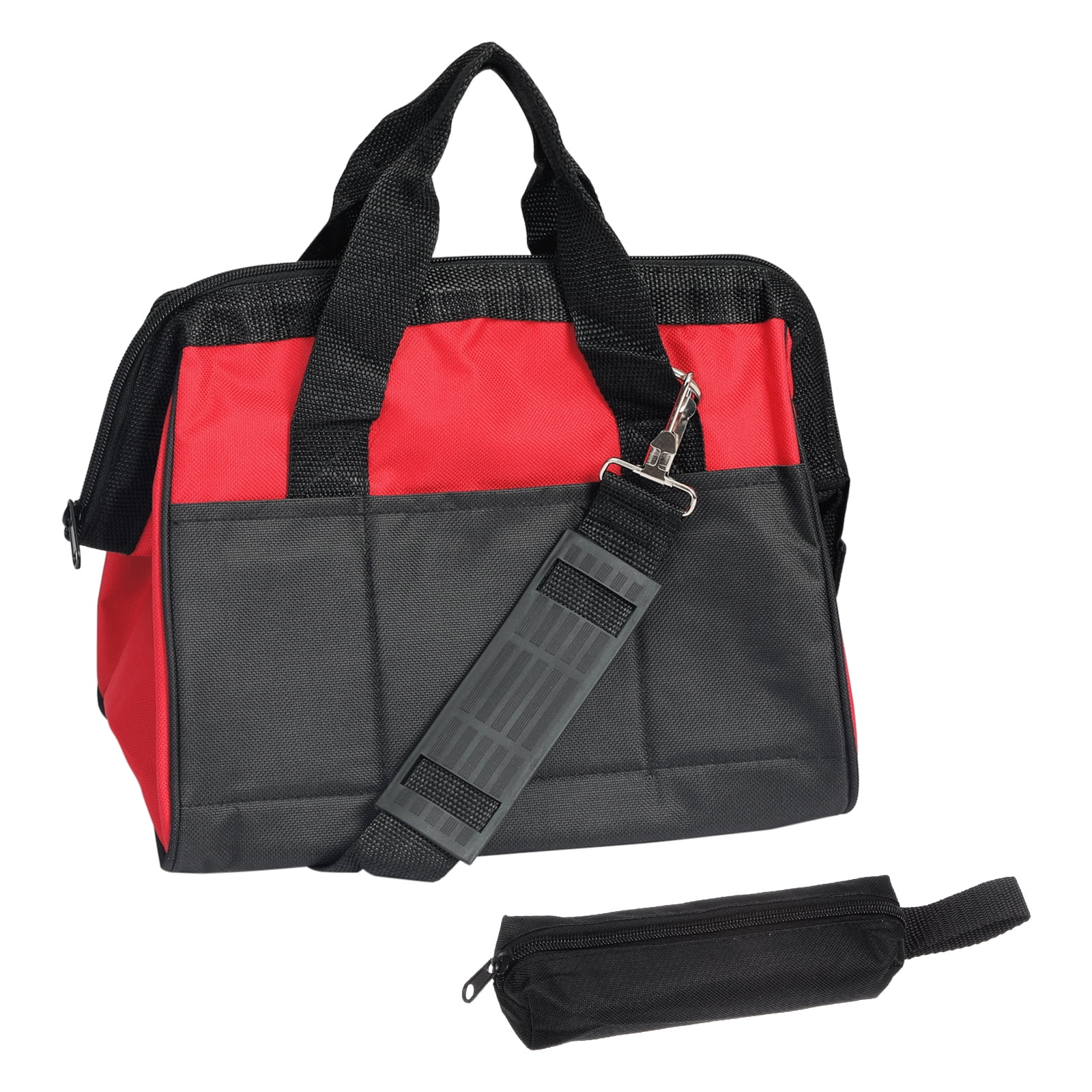 Tool Bag 12 Inch Oxford Waterproof 14 Pockets with Tool Pouch Bag & Strap Red