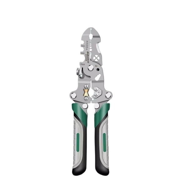 Tool Bag 2 - 18 In 1 Wire Stripper Crimper Cutter Pliers for Cutting - Multifunction Portable Hand Tool Set, 20.5 cm, Green B