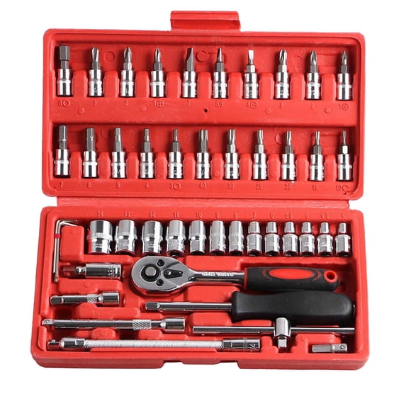 46-Piece Mechanics Tool Set Socket Kit for Automotive and General Machinery
