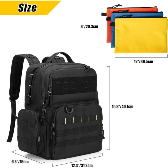 Tool Bag Backpack for Men with 3 Pouches, Heavy-Duty Storage Organizer with Padded Straps, Tactical Work Bag for Electrician, Repairman, HVAC Techs