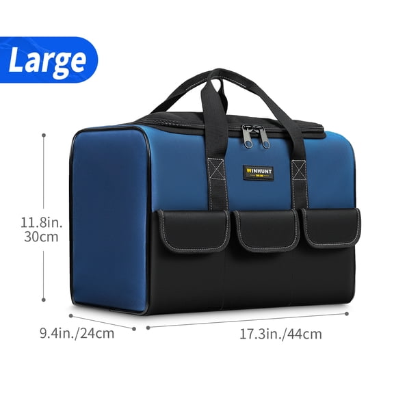 Tool Bag, Heavy Duty Tool Bag Wide Mouth Tote for Various Instrument, Electrician Carpenter Mechanic (17 Inch,Blue, Red, Yellow)