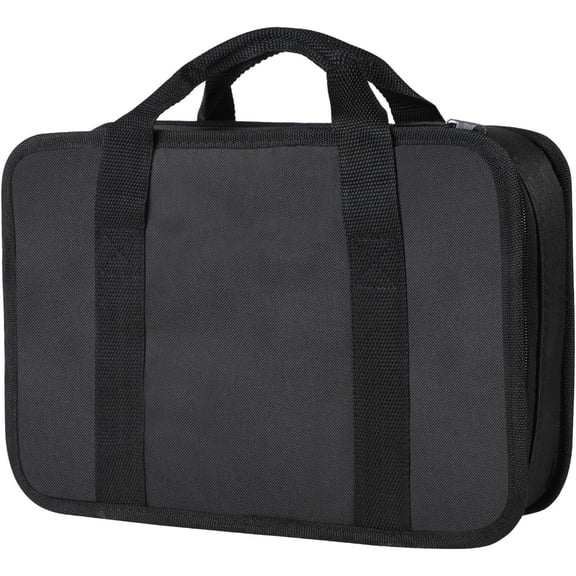 Tool Bag, Tool Storage Carrying Case for Cordless Drill, Tire Inflator, Impact Wrench, Soft Canvas Power Tool Pouch with Mesh Dividers & Double Zipper