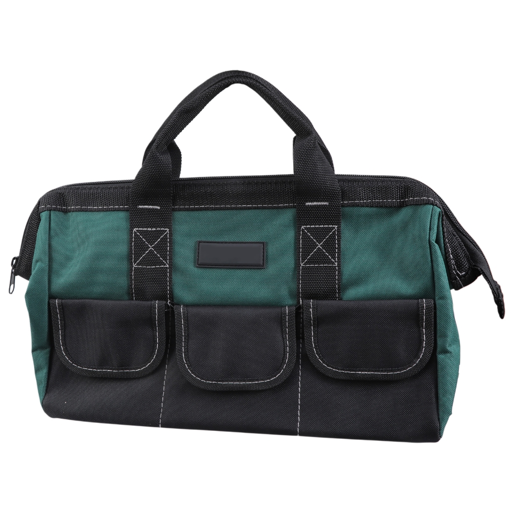 Leather Tool Tote Bag - 16" Wide Mouth Heavy Duty Organizer For Electricians, Gardeners, Craftsmen