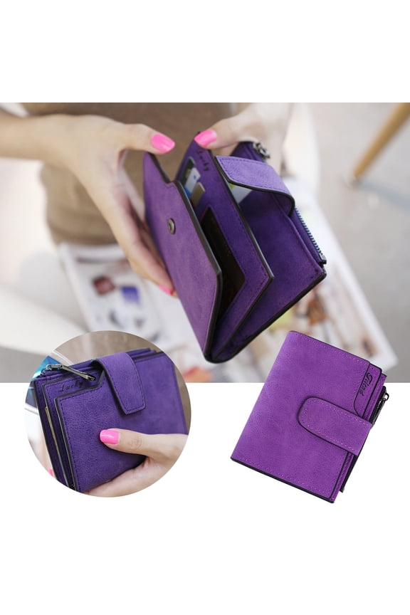 Tool Bag Women's Buckle Zipper Short Frosted Card Zipper Clip Purse Wallet for Bank Cards and Everyday
