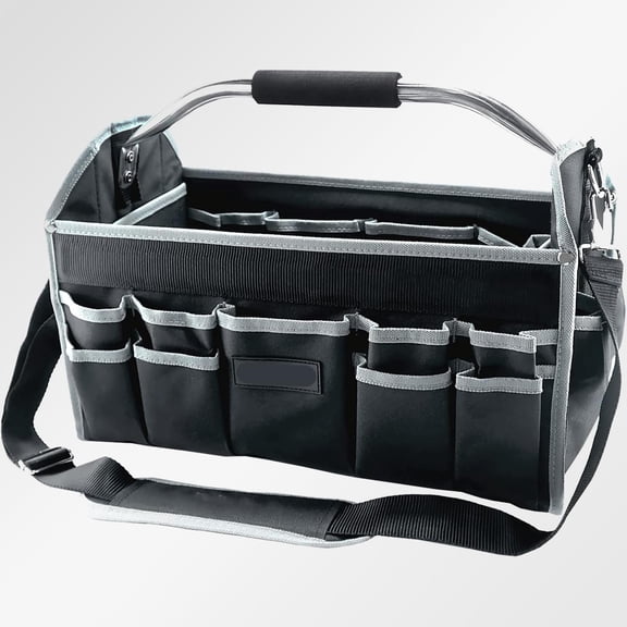 Tool Bags Heavy Duty, Pockets Tool Bag Organizer Foldable Open Top With Handle, Wide Mouth Electrician Tool Tote