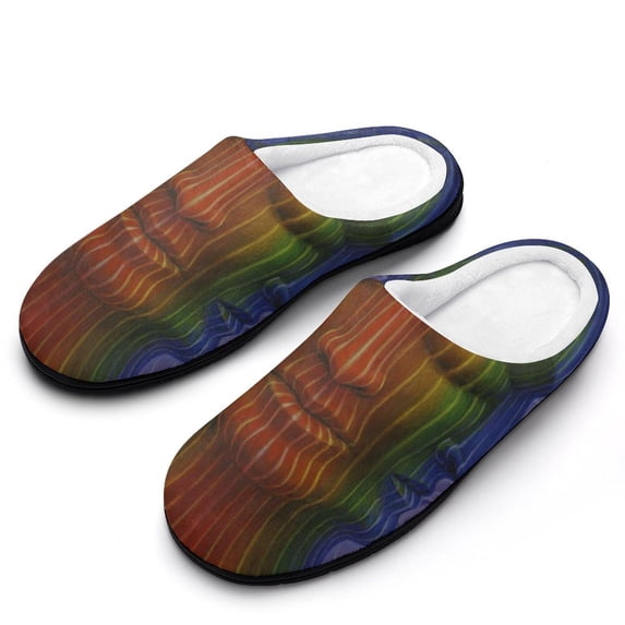 Tool Band 10000 Days Fuzzy Cotton Slippers For Mens Winter Cotton Lightweight Anti-slip Rubber Sole Slippers House Open Back Slippers Closed Toe Slippers