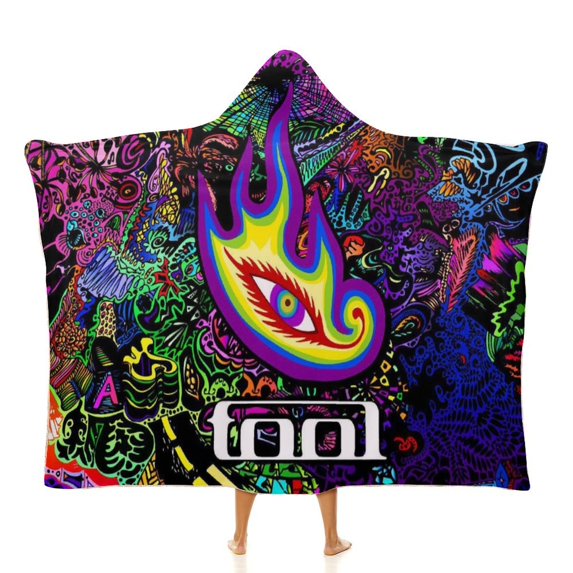 Tool Band Hooded Blanket Poncho, Wearable Hooded Blanket Cozy Soft Warm Plush Fleece Blanket for Adult Women Men