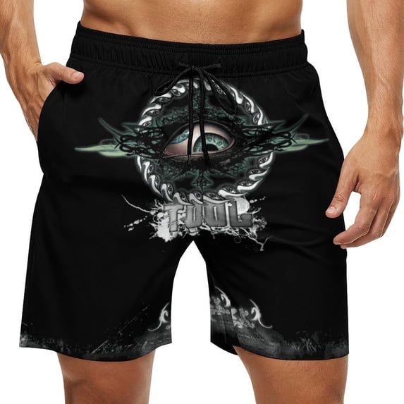 Tool Band Men's Swim Trunks Board Shorts Drawstring Elastic Waist Quick Dry Swimsuits Beach Shorts with Pockets S