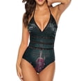 thumbnail image 1 of Tool Band Women's Swimwear Strap One Piece Backless Tummy Control V Neck Swimsuit Summer Beach Vacation Bathing Suit, 1 of 7