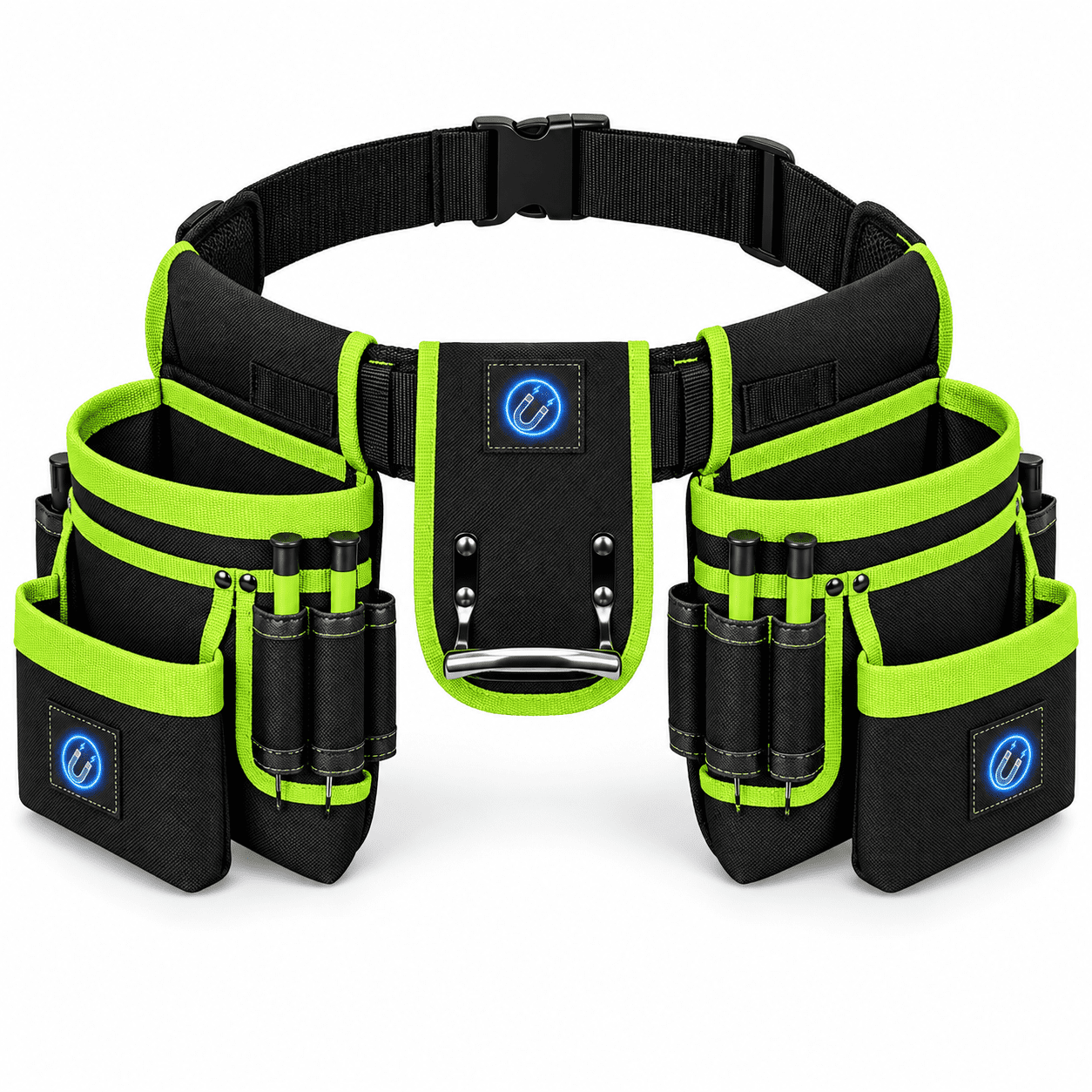 Tool Belt for Men, 26-Pocket Carpenter Tool Pouch with 3 Magnetic Area ...