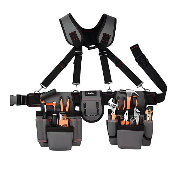 Tool Belt Suspenders 2000D Tool Belts For Men With Multiple Tool Pouches And Waist Support, Tool Belt With Suspenders For Men Tool Belt For Women Carpenter Electrician Tool Belt Tool Belts Pouches