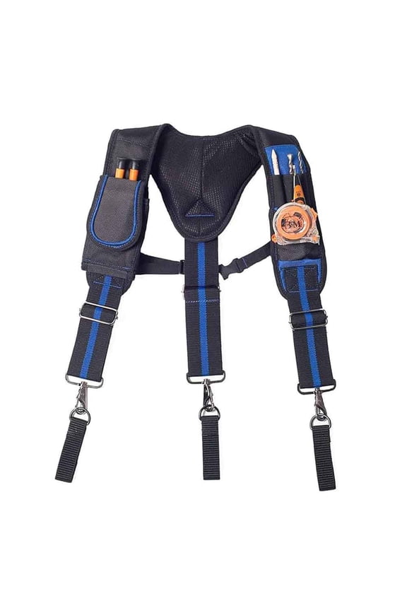Tool Belt Suspenders Construction Work Suspenders with Magnet Pocket, Large Moveable Phone Holder, Pencil Holder