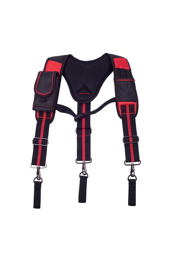 Tool Belt Suspenders Construction Work Suspenders with Magnet Pocket, Large Moveable Phone Holder, Pencil Holder