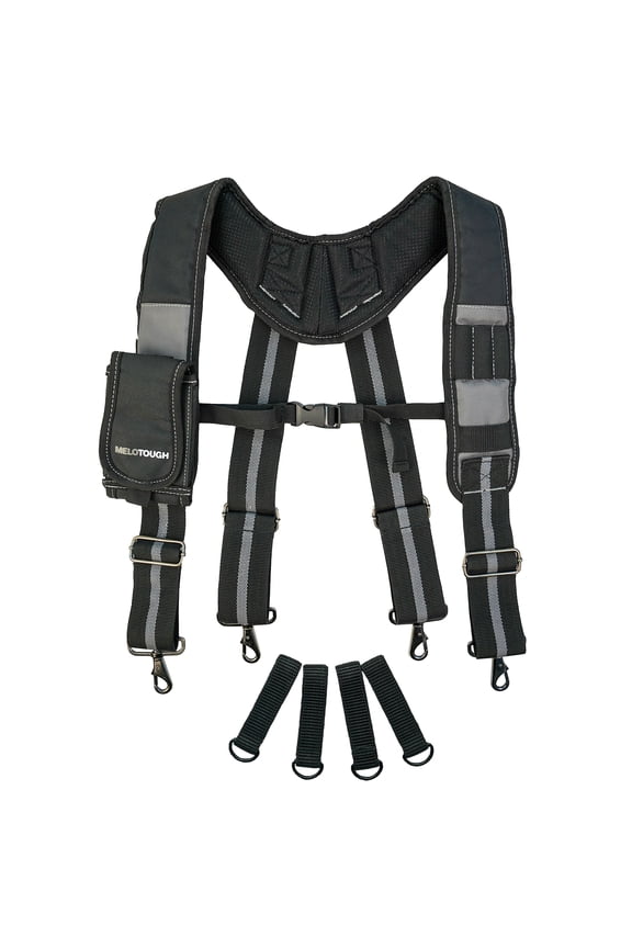 Tool Belt Suspenders Harness Comfort Adjustable 4 Point Loops Men Suspenders Work Tool Suspenders Harness for Electricians Grey