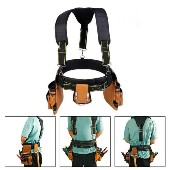 Tool Belt Suspenders Heavy Duty Tool Vest Detachable Adjustable Tool Pouch Bags E