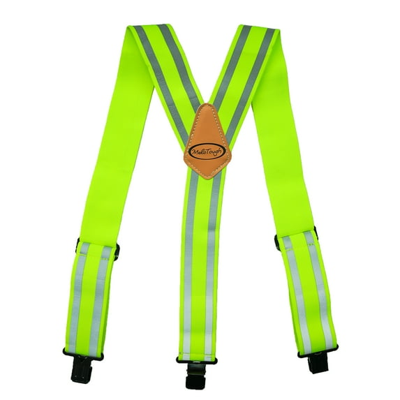 Tool Belt Suspenders Reflective Safety Suspenders With Fully Elastic 2 inch Wide Y Back Heavy Duty Suspenders