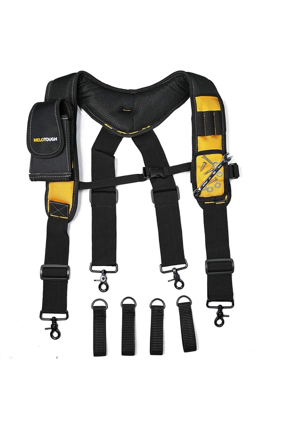 Tool Belt Suspenders Suspenders For Men Pro Framer's Suspenders For Construction Electrician With Detachable Phone Holder Foam Shoulder Padder Yellow