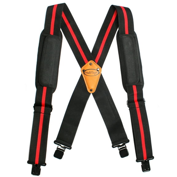 Tool Belt Suspenders Tool Harness for Heavy Duty Work Movable shoulder Pads, Quick Clip Suit for CLC, Husky,Dewalt Tool Belt (Red Strip)