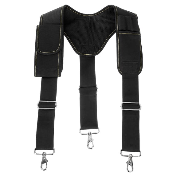 Tool Belt Suspenders with 4 Loops Magnetic Wristband Phone & Pencil Holder, Black/Yellow