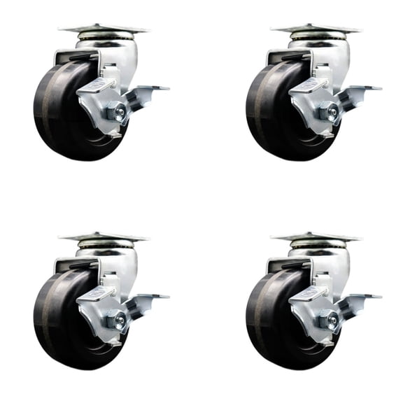 Tool Box Caster Wheel Set – 4 Inch Phenolic Swivel Casters – SCC