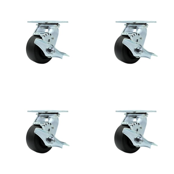 Tool Box Caster Wheel Set – 4 Inch Polyolefin Swivel Casters – SCC