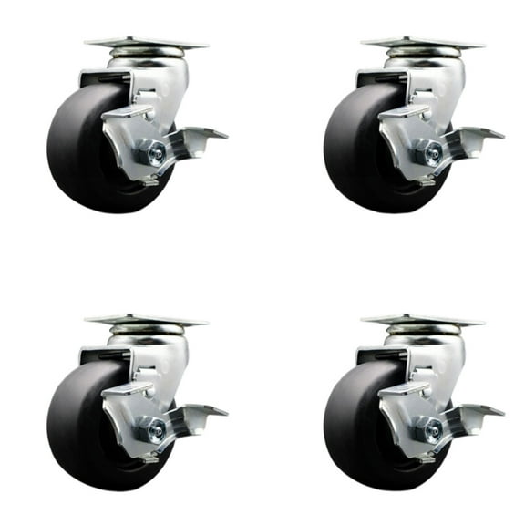 Tool Box Caster Wheel Set – 4 Inch Polyolefin Swivel Casters – SCC