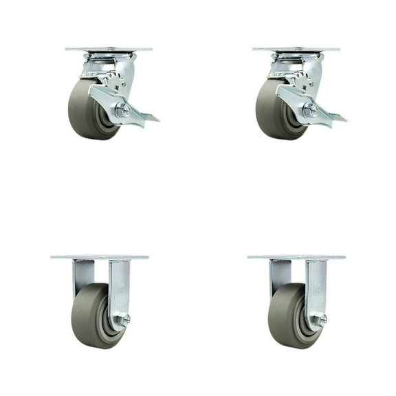 Tool Box Caster Wheel Set  4 Inch Thermoplastic Rubber Swivel Casters  SCC