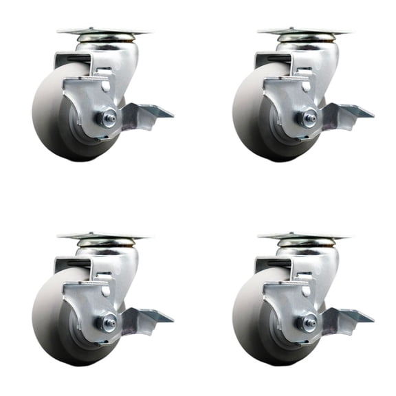 Tool Box Caster Wheel Set 4 Inch Thermoplastic Rubber Swivel Casters SCC