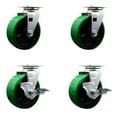 thumbnail image 1 of Tool Box Caster Wheel Set – 5 Inch Green Poly on Cast Iron Swivel Casters – SCC, 1 of 2
