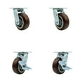 thumbnail image 1 of Tool Box Caster Wheel Set – 5 Inch Maroon Polyurethane Swivel Casters – SCC, 1 of 2