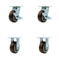 thumbnail image 1 of Tool Box Caster Wheel Set – 5 Inch Maroon Polyurethane Swivel Casters – SCC, 1 of 2
