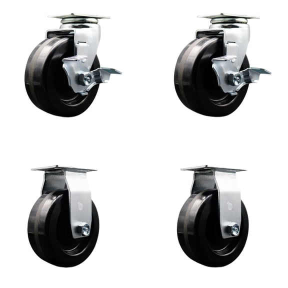 Tool Box Caster Wheel Set – 5 Inch Phenolic Swivel Casters – SCC