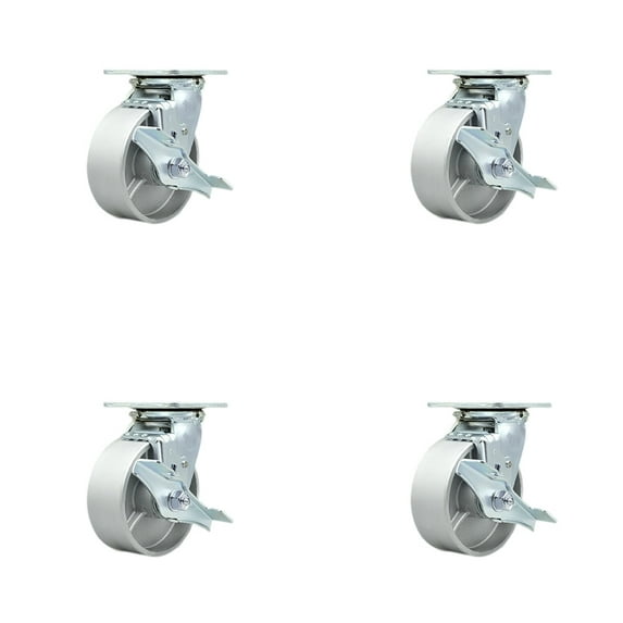 Tool Box Caster Wheel Set – 5 Inch Semi Steel Cast Iron Swivel Casters – SCC