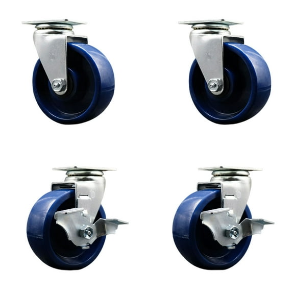 Tool Box Caster Wheel Set – 5 Inch Solid Polyurethane Swivel Casters – SCC