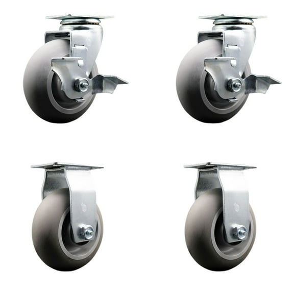 Tool Box Caster Wheel Set – 5 Inch Thermoplastic Rubber Swivel Casters – SCC